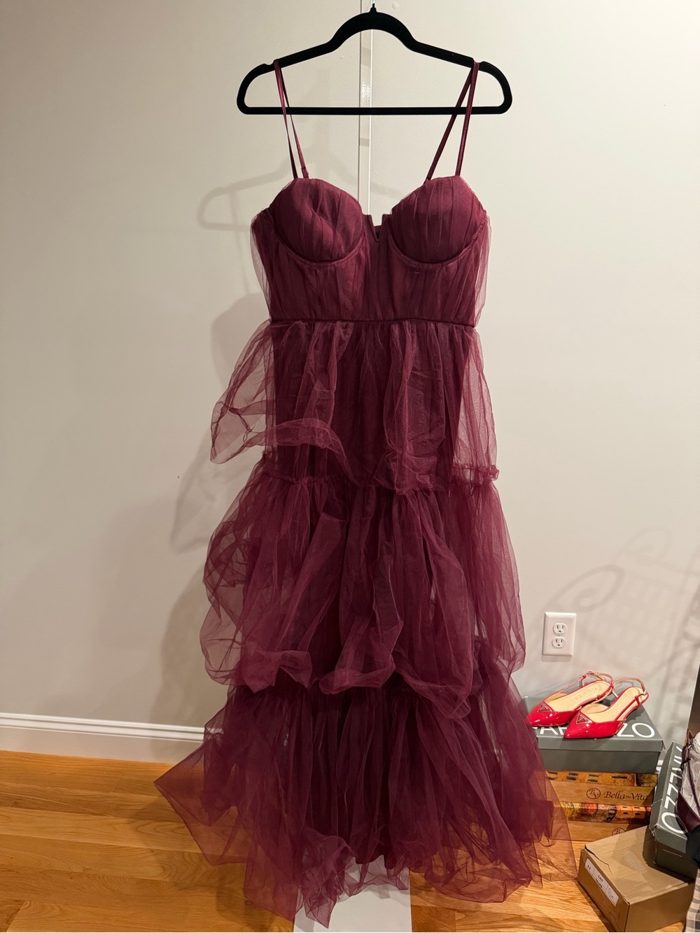 Lulu's Unforgettable Poise Plum Purple Tulle Bustier Tiered Maxi Dress 2/39 - Picture 2 of 2